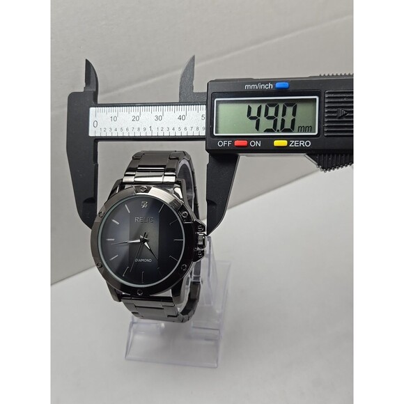 Relic By Fossil Rylan Diamond Black Steel Mens Quartz Watch ZR97014 New Battery - Picture 5 of 11